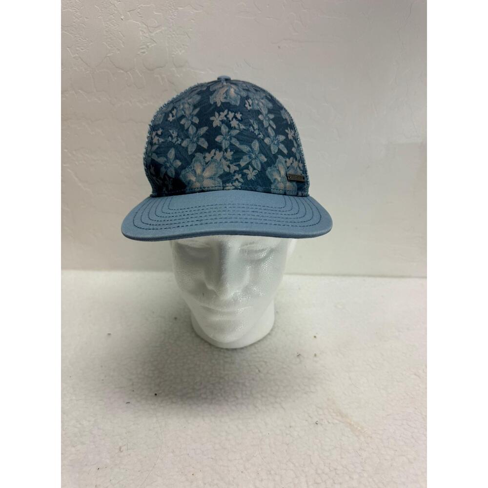 Prana Teal Floral Cap Adjustable Organic Cotton Polyester Blend